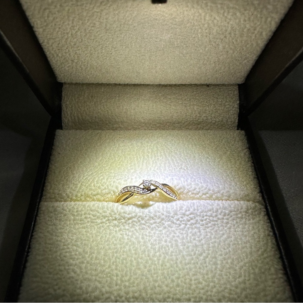 Angara Gold Diamond Promise Ring with “My Future” engraved
